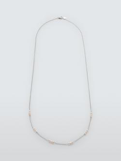 Lido Freshwater Pearl Section Necklace, Silver, Silver