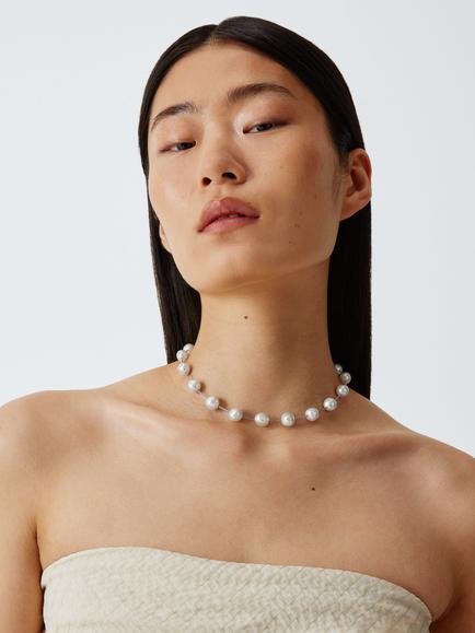 Lido Large Freshwater Necklace, Silver Pearl - view 2, Silver Pearl