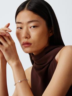 Lido Delicate Pearl Station Chain Bracelet, Silver - view 2, Silver