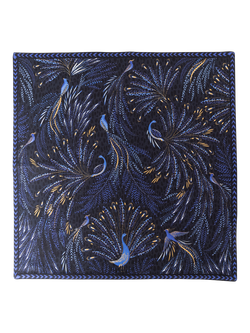 Sara Miller Anniversary Peacock Parade Cotton Napkins, Set of 2, Dark Blue, Dark Blue