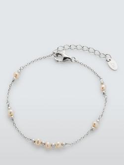 Lido Delicate Pearl Station Chain Bracelet, Silver, Silver