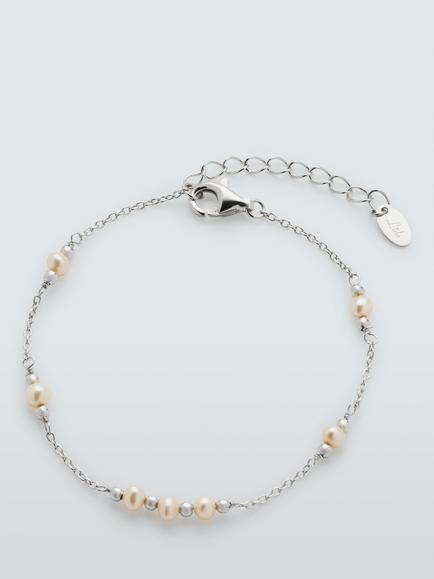 Lido Delicate Pearl Station Chain Bracelet, Silver, Silver