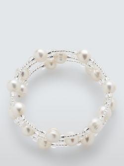 Lido Wrap Around Freshwater Bangle, Silver Pearl, Silver Pearl