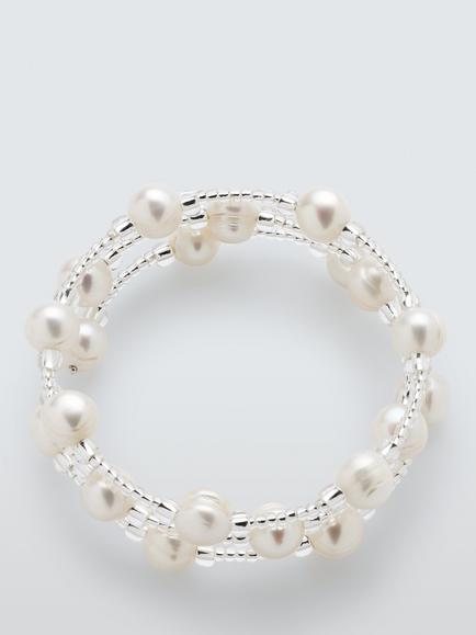 Lido Wrap Around Freshwater Bangle, Silver Pearl, Silver Pearl