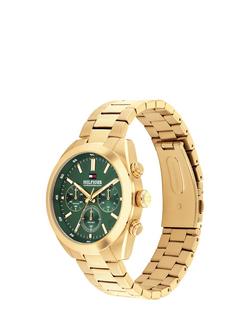 Tommy Hilfiger 1710736 Men's Round Chronograph Bracelet Strap Watch, Gold - view 2, Gold