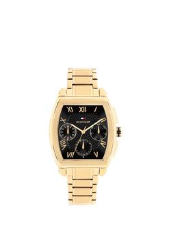 Tommy Hilfiger 1710764 Men's Rectangular Sunray Bracelet Strap Watch, Gold, Gold