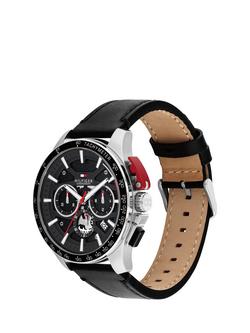 Tommy Hilfiger 1792258 Men's Round Leather Strap Watch, Black - view 2, Black