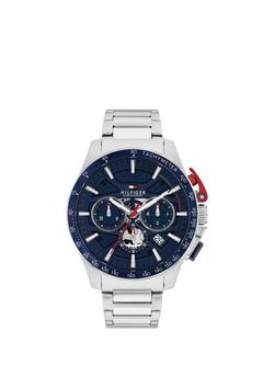 Tommy Hilfiger 1792261 Men's Round Chronograph Bracelet Strap Watch, Silver, Silver