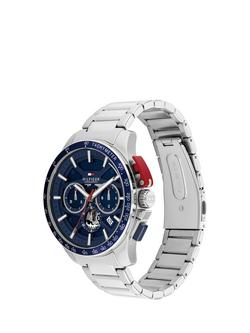 Tommy Hilfiger 1792261 Men's Round Chronograph Bracelet Strap Watch, Silver - view 2, Silver