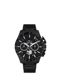 Tommy Hilfiger 1792262 Men's Round Chronograph Bracelet Strap Watch, Black, Black