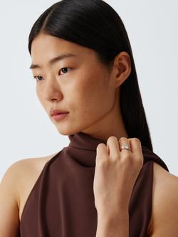 Lido Cubic Zirconia Freshwater Button Pearl Ring, Silver - view 2, Silver