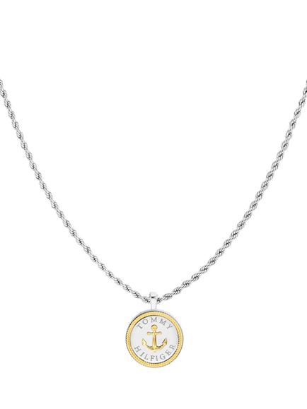 Tommy Hilfiger Men's Stainless Steel Rope Chain Anchor Necklace, Bi-colour, Bi-colour
