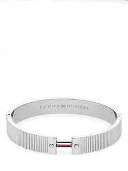 Tommy Hilfiger Textured Flag Crystal Bracelet, Silver, Silver