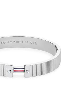 Tommy Hilfiger Textured Flag Crystal Bracelet, Silver - view 2, Silver