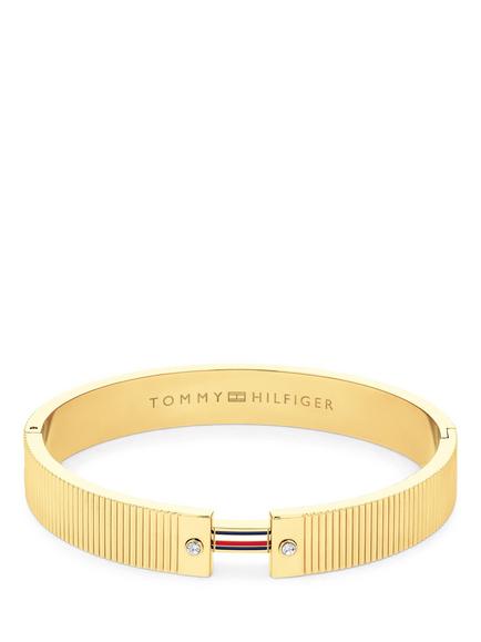 Tommy Hilfiger Textured Flag Crystal Bracelet, Gold, Gold