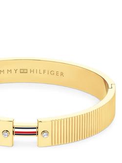 Tommy Hilfiger Textured Flag Crystal Bracelet, Gold - view 2, Gold