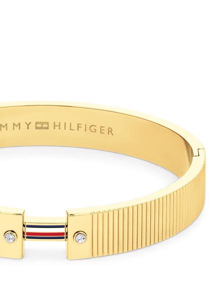 Tommy Hilfiger Textured Flag Crystal Bracelet, Gold - view 2, Gold