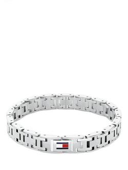 Tommy Hilfiger Men's Stainless Steel Flag Bracelet, Silver, Silver