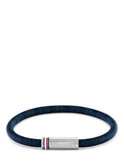 Tommy Hilfiger Men's Leather Cord Bracelet, Blue, Blue