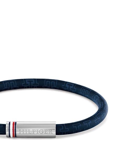 Tommy Hilfiger Men's Leather Cord Bracelet, Blue - view 2, Blue