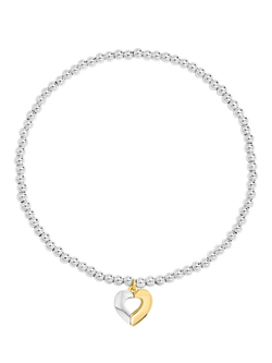 Simply Silver Two Tone Heart Stretch Bracelet, Silver/Gold, Silver/Gold