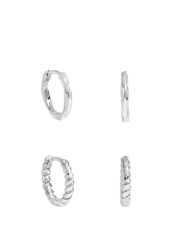 Simply Silver Hoop Earrings, Pack of 2, Silver