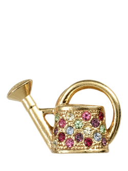 Eclectica Pre-Loved Vintage 18ct Gold Plated Crystal Watering Can Pin, Multi/Gold