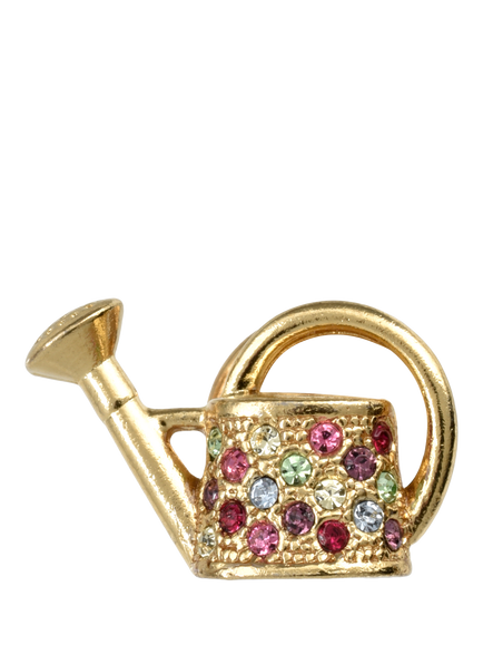 Eclectica Pre-Loved Vintage 18ct Gold Plated Crystal Watering Can Pin, Multi/Gold