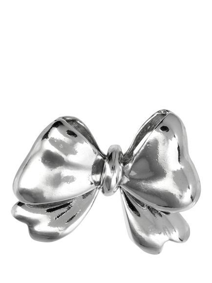 Eclectica Pre-Loved Vintage Rhodium Plated Bow Brooch, Silver, Silver