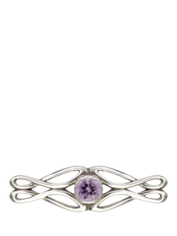 Eclectica Pre-Loved Vintage Celtic Twist Amethyst Bar Brooch, Silver/Purple, Silver/Purple