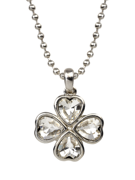 Eclectica Pre-Loved Vintage Crystal Clover Pendant Necklace, Silver, Silver