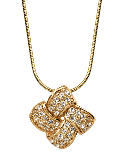 Eclectica Pre-Loved Vintage 18ct Gold Plated Crystal Square Pendant Necklace, Yellow Gold, Yellow Gold