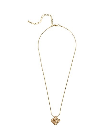 Eclectica Pre-Loved Vintage 18ct Gold Plated Crystal Square Pendant Necklace, Yellow Gold - view 2, Yellow Gold
