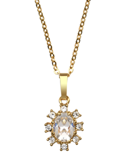 Eclectica Pre-Loved Vintage 18ct Gold Plated Crystal Pendant Necklace, Dated Circa 1980s, Yellow Gold