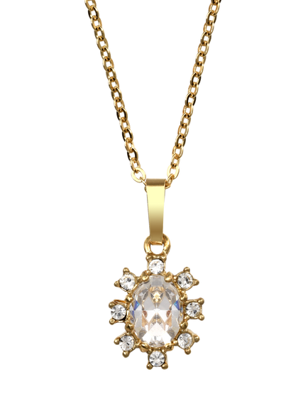 Eclectica Pre-Loved Vintage 18ct Gold Plated Crystal Pendant Necklace, Dated Circa 1980s, Yellow Gold