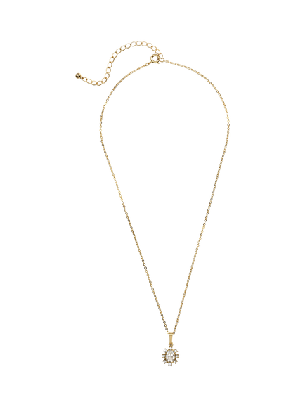 Eclectica Pre-Loved Vintage 18ct Gold Plated Crystal Pendant Necklace, Dated Circa 1980s - view 2, Yellow Gold