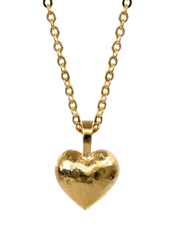 Eclectica Pre-Loved Vintage Gold Plated Puffy Heart Pendant Necklace, Yellow Gold, Yellow Gold