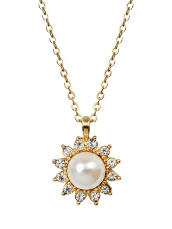 Eclectica Pre-Loved Vintage 18ct Gold Plated Daisy Pendant Necklace, Yellow Gold/Cream, Yellow Gold/Cream