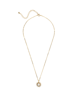 Eclectica Pre-Loved Vintage 18ct Gold Plated Daisy Pendant Necklace, Yellow Gold/Cream - view 2, Yellow Gold/Cream