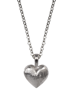 Eclectica Pre-Loved Vintage Puffy Heart Pendant Necklace, Silver, Silver