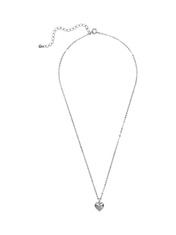 Eclectica Pre-Loved Vintage Puffy Heart Pendant Necklace, Silver - view 2, Silver