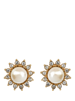 Eclectica Pre-Loved Vintage Gold Plated Daisy Faux Pearl Clip-On Earrings, Dated Circa the 1980s, Yellow Gold/Cream