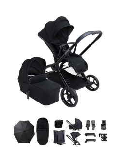 iCandy Core 2 Pushchair, Carrycot & Accessories Complete Bundle, Black, Black