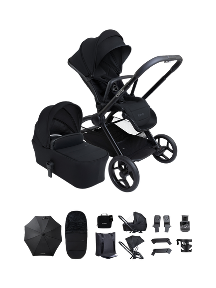 iCandy Core 2 Pushchair, Carrycot & Accessories Complete Bundle, Black