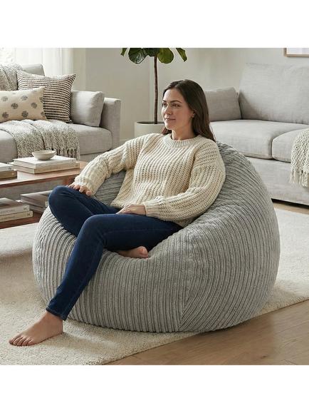 rucomfy Jumbo Cord Slouch Bag Bean Bag - view 2, Platinum