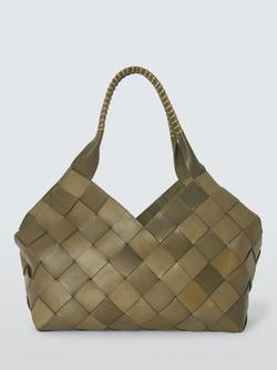 Dragon Diffusion Castello Large Woven Leather Shoulder Bag, Khaki