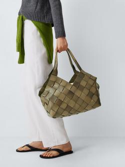 Dragon Diffusion Castello Large Woven Leather Shoulder Bag - view 2, Khaki
