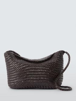 Dragon Diffusion Corsina Woven Leather Crossbody Bag, Dark Brown, Dark Brown