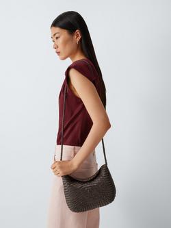 Dragon Diffusion Corsina Woven Leather Crossbody Bag, Dark Brown - view 2, Dark Brown