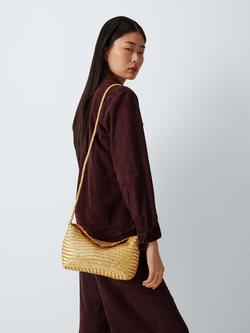 Dragon Diffusion Corsina Woven Leather Crossbody Bag, Gold - view 2, Gold